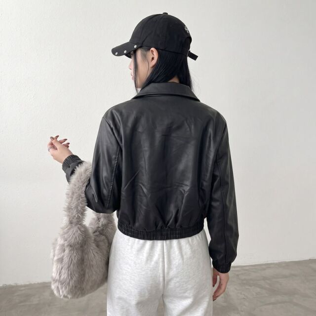 合成皮革ショートジャケット