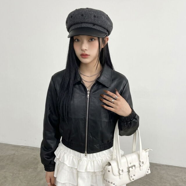 合成皮革ショートジャケット