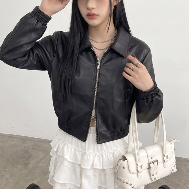 合成皮革ショートジャケット