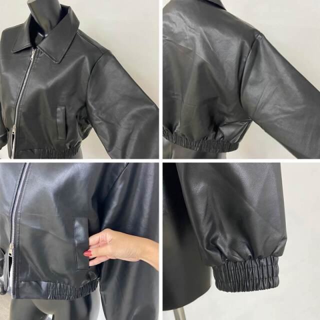 合成皮革ショートジャケット