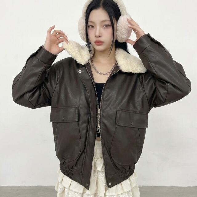 エリファー合成皮革ジャケット