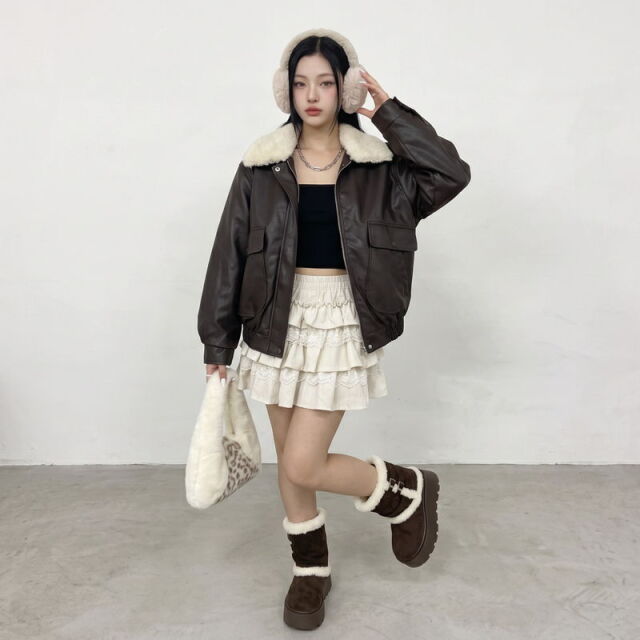 エリファー合成皮革ジャケット