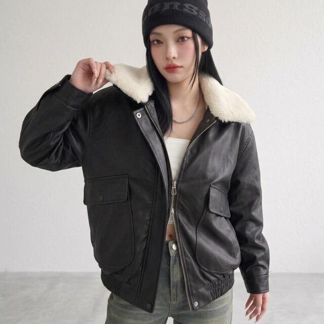 エリファー合成皮革ジャケット