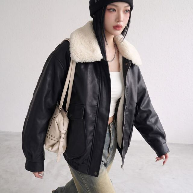 エリファー合成皮革ジャケット