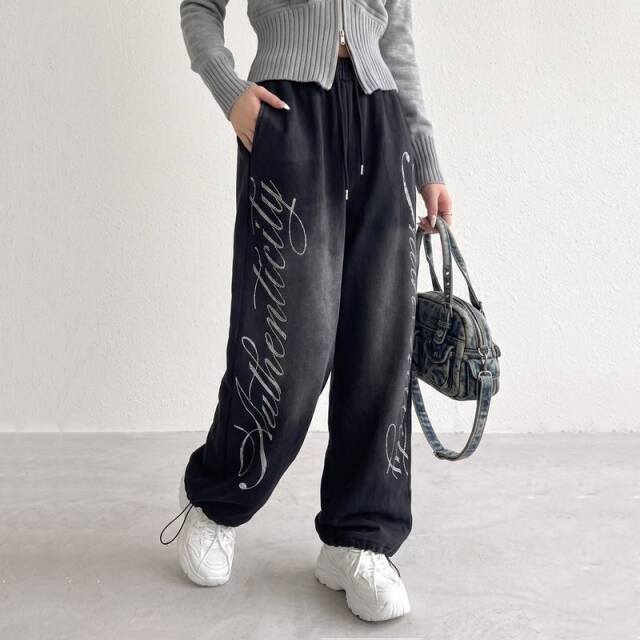 ストーンロゴカットワイドパンツ