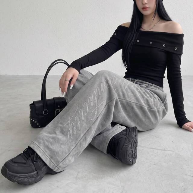 ストーンロゴカットワイドパンツ