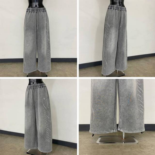 ストーンロゴカットワイドパンツ