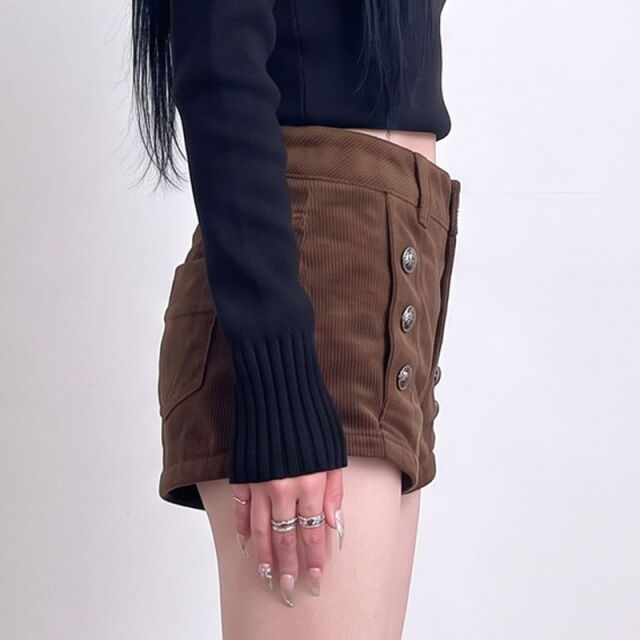 ボタンコーデュロイショートパンツ