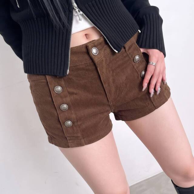 ボタンコーデュロイショートパンツ