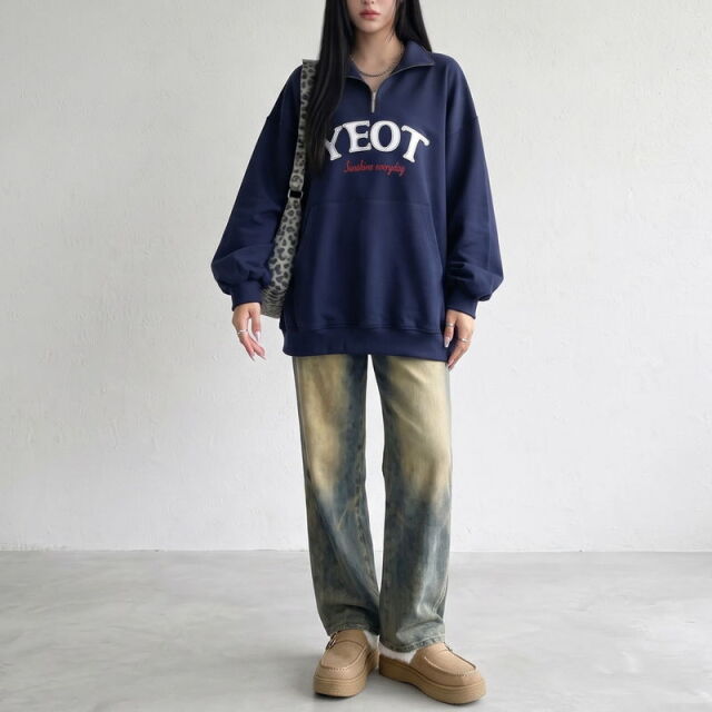 ハーフZIPロゴチュニック　