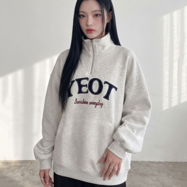 ハーフZIPロゴチュニック　