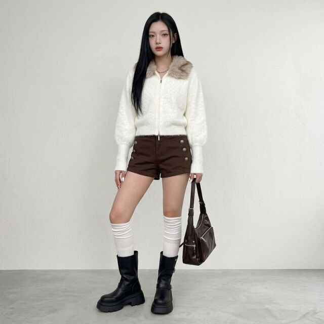 ファーZIPショートカーディガン
