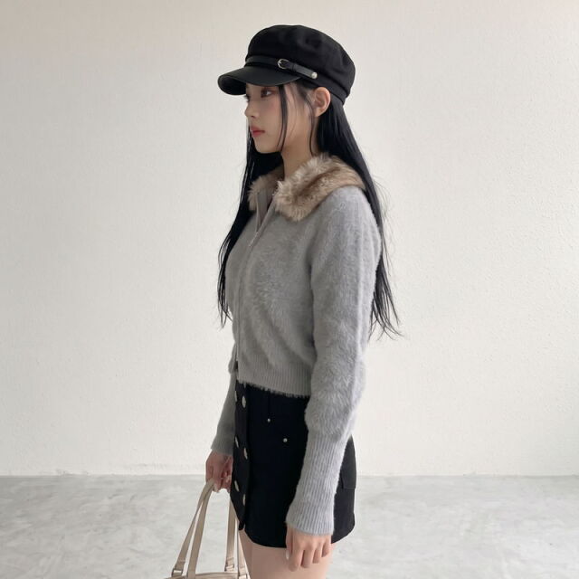 ファーZIPショートカーディガン
