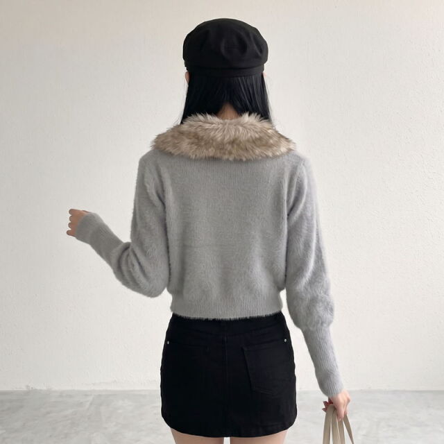 ファーZIPショートカーディガン