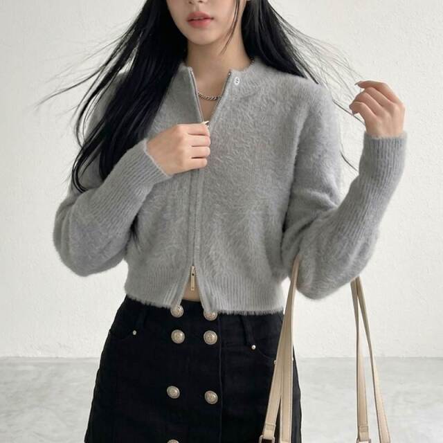 ファーZIPショートカーディガン