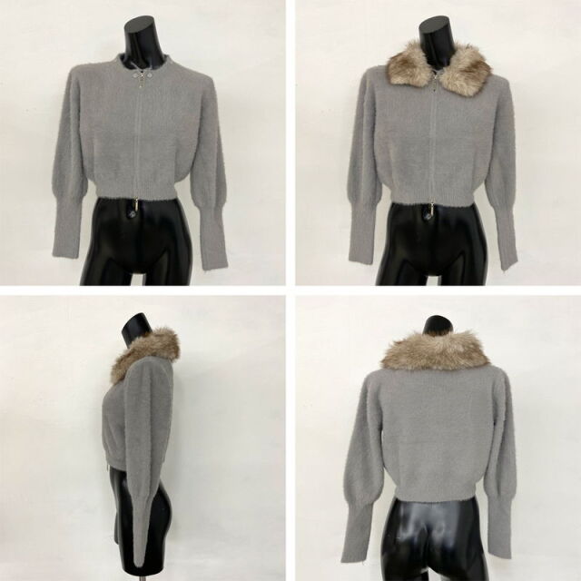 ファーZIPショートカーディガン