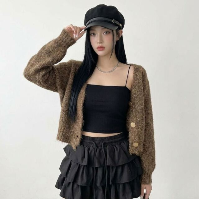 MIXボタンカーディガン