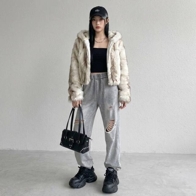 ファーフードブルゾン