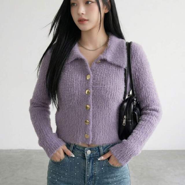 シャギーボタンポロ