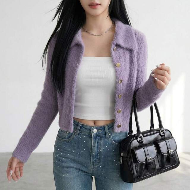 シャギーボタンポロ