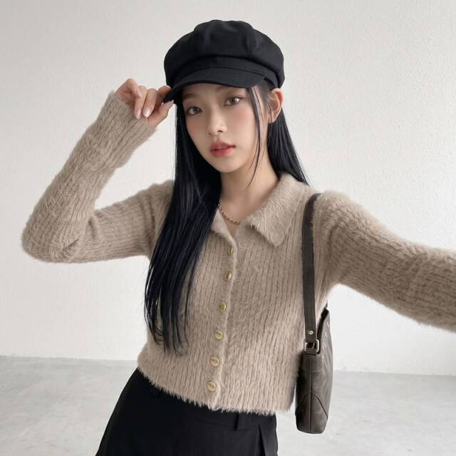 シャギーボタンポロ