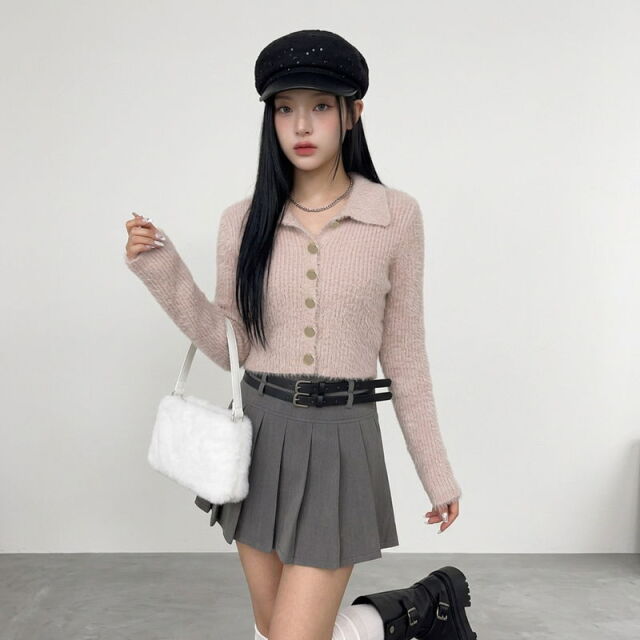 シャギーボタンポロ