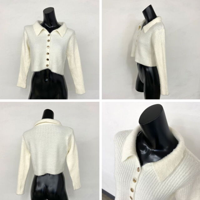 シャギーボタンポロ