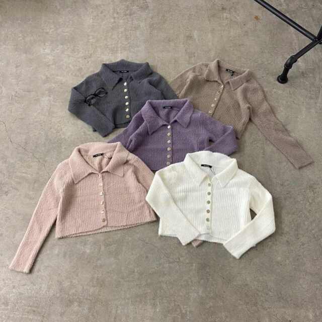シャギーボタンポロ