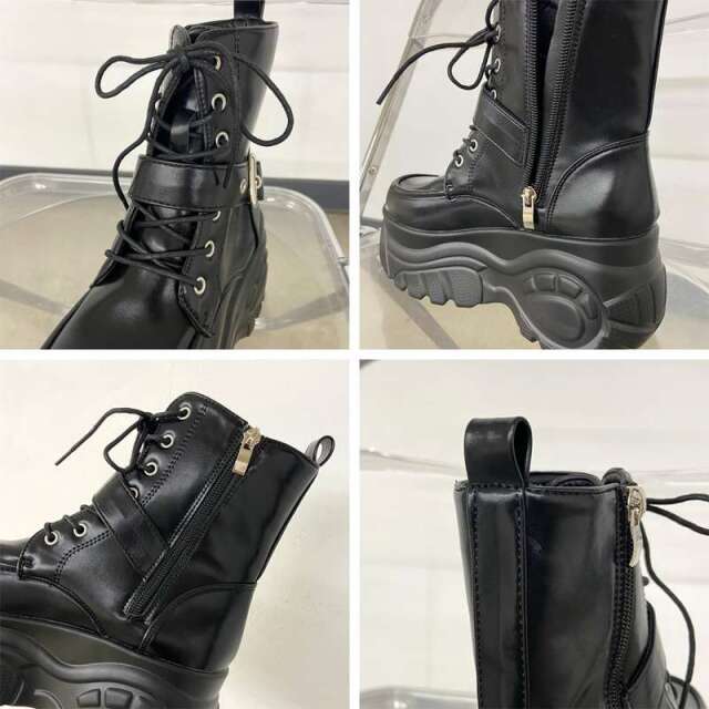 厚底レースアップブーツ
