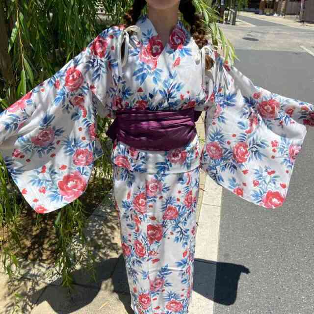 椿柄セパレート浴衣4点セット