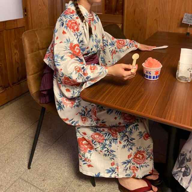 椿柄セパレート浴衣4点セット