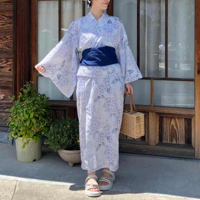 紫陽花柄セパレート浴衣4点セット
