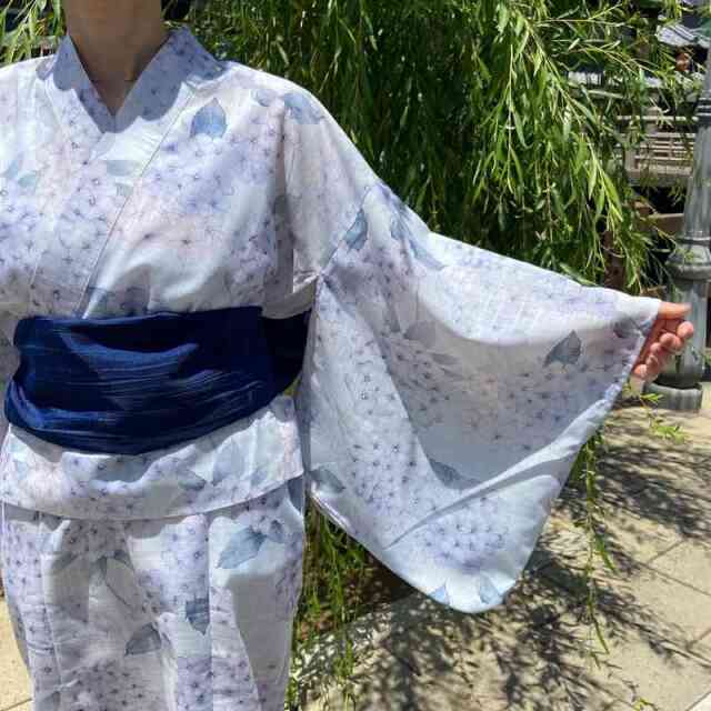 紫陽花柄セパレート浴衣4点セット