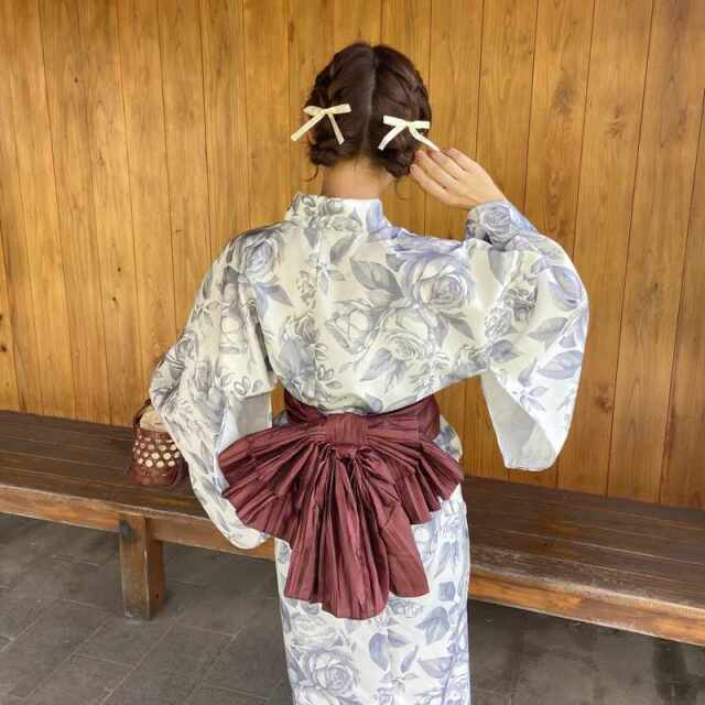 薔薇柄浴衣3点セット