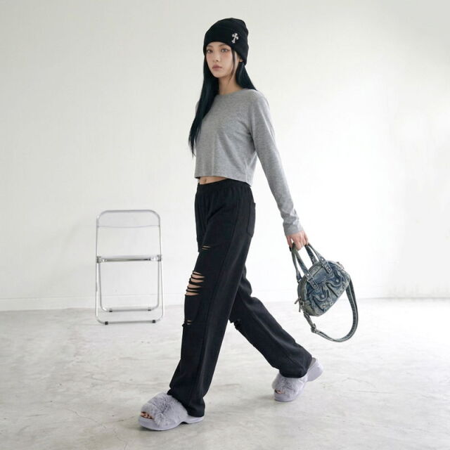 厚底ファーサンダル