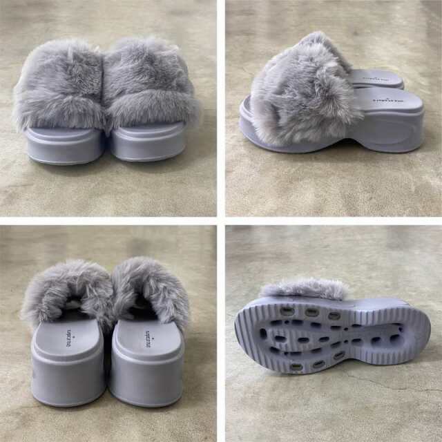 厚底ファーサンダル