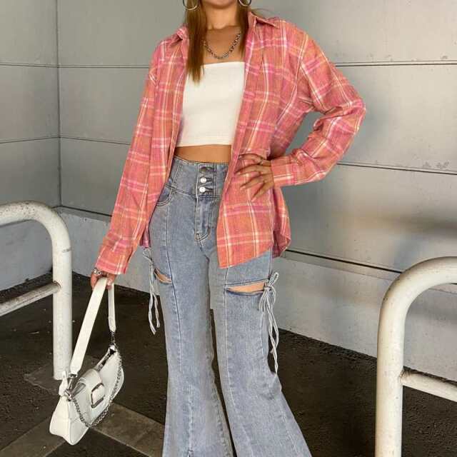 サイドスリットリボンフレアパンツ