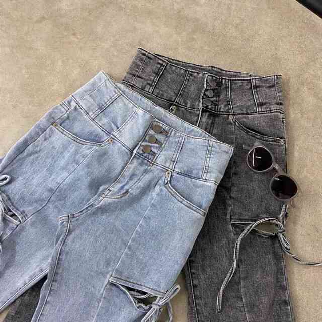 サイドスリットリボンフレアパンツ