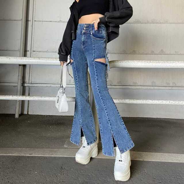 【今シーズン再販決定】サイドスリットリボンフレアパンツ