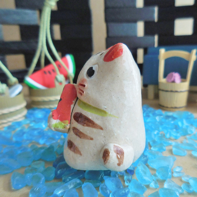 スイカ陶器オブジェ