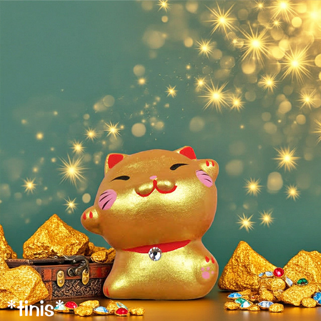 陶器製 金色 招き猫 ミニ 4センチ 金運 縁起物 置物 開運招福 Lucky