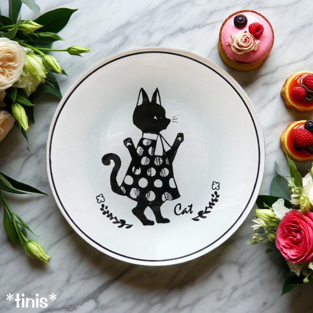 フォリアージュアニマル ガラスプレート L 丸皿 アニマル イラスト 器