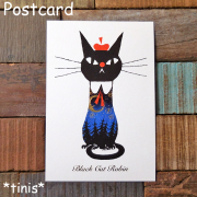 黒ねこ意匠　ポストカード　夜の森　箔押し　絵葉書　ハガキ　日本製