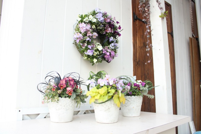 季節の小花寄せ植えギャザリングリース(要予約商品)