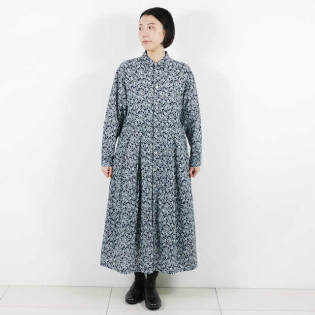 丸襟マロリーブラック　親子ワンピース ペイズリーフラワータックシャツワンピー KATO` GRANDMA MAMA