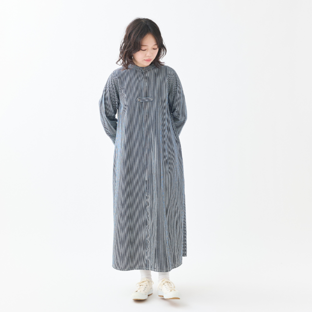 ヒッコリーバンドカラーシャツワンピース KATO` GRANDMA MAMA DAUGHTER