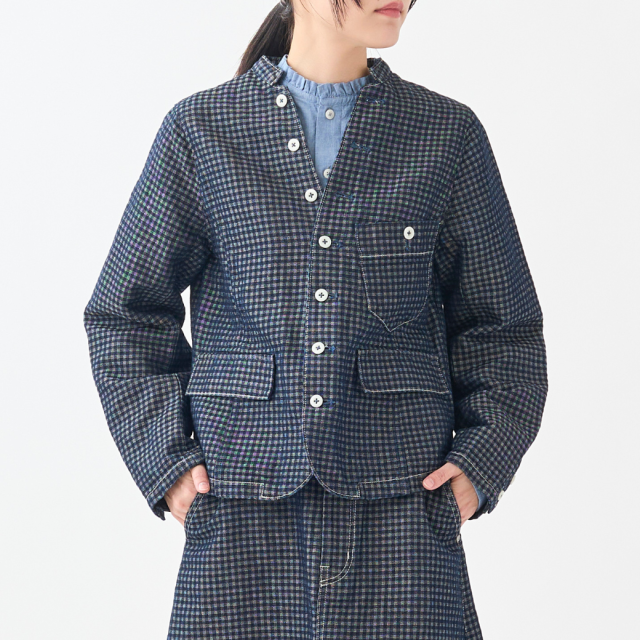 Indigo Check』ビッグポケットスタンドテーラードジャケット KATO