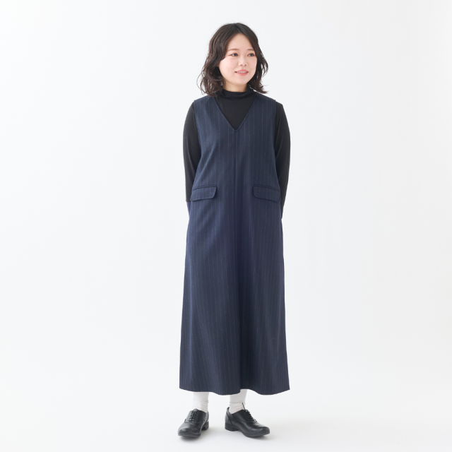 ストライプVネックジャンパースカート KATO` GRANDMA MAMA DAUGHTER