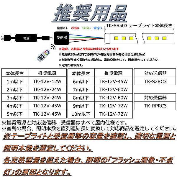 LEDテープライト シリコンチューブ TK-SS503-RGB フルカラー 30