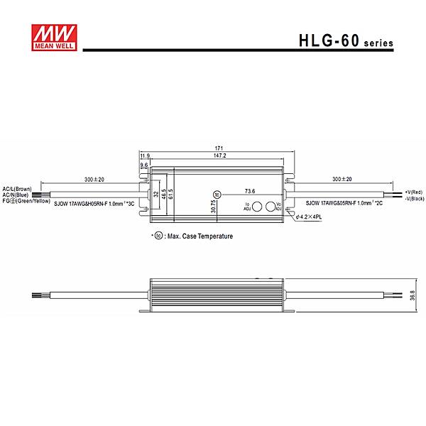 AC/DCスイッチング電源 HLG-60H-24A 24V DC24V 2.5A 60W 屋外用 業務